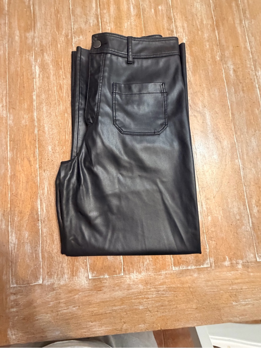 Zara Black Faux Leather Pants with Stitched Waistband